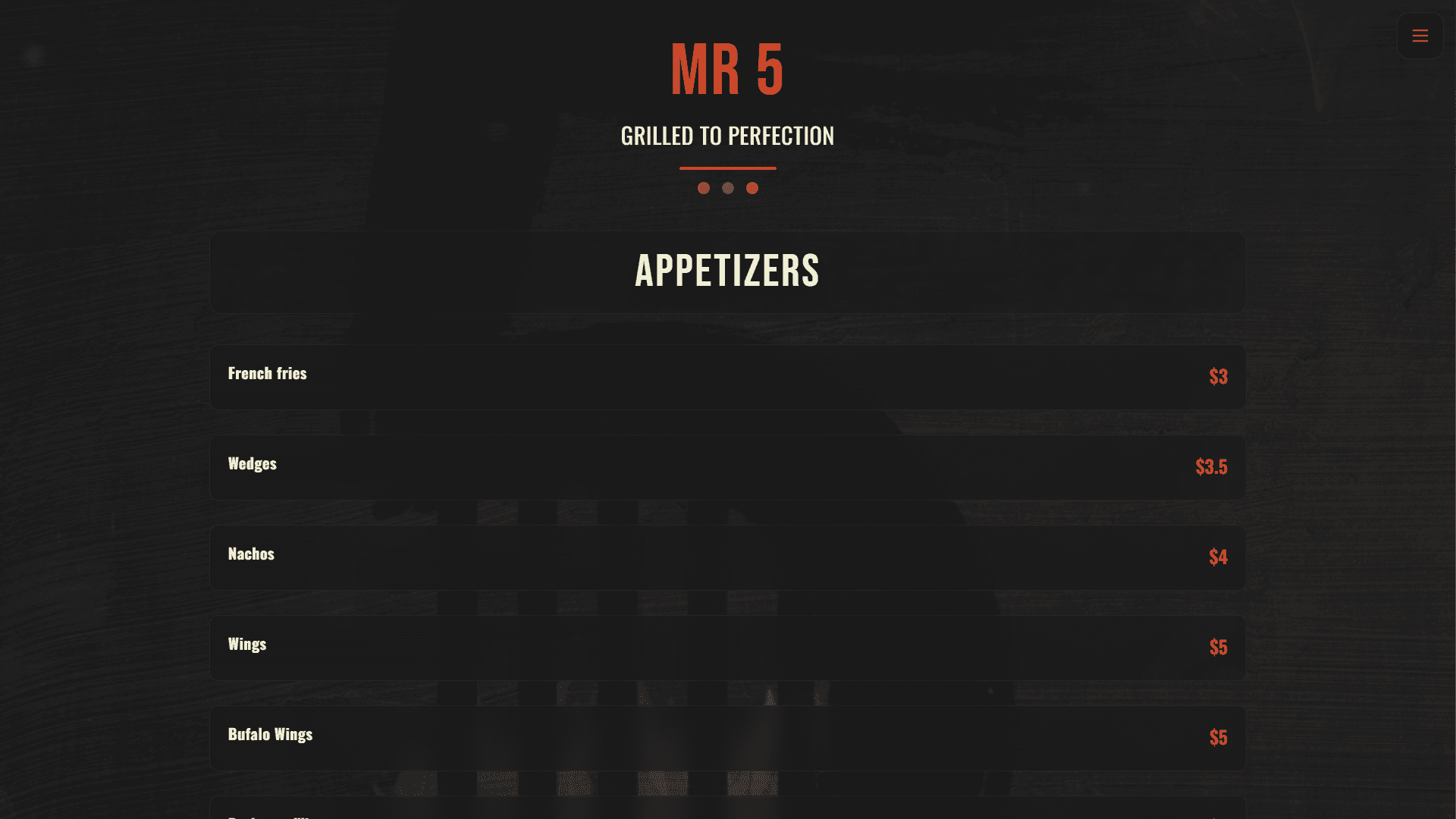 Mr5 Digital Menu System — Mr5 Restaurant Group project screenshot