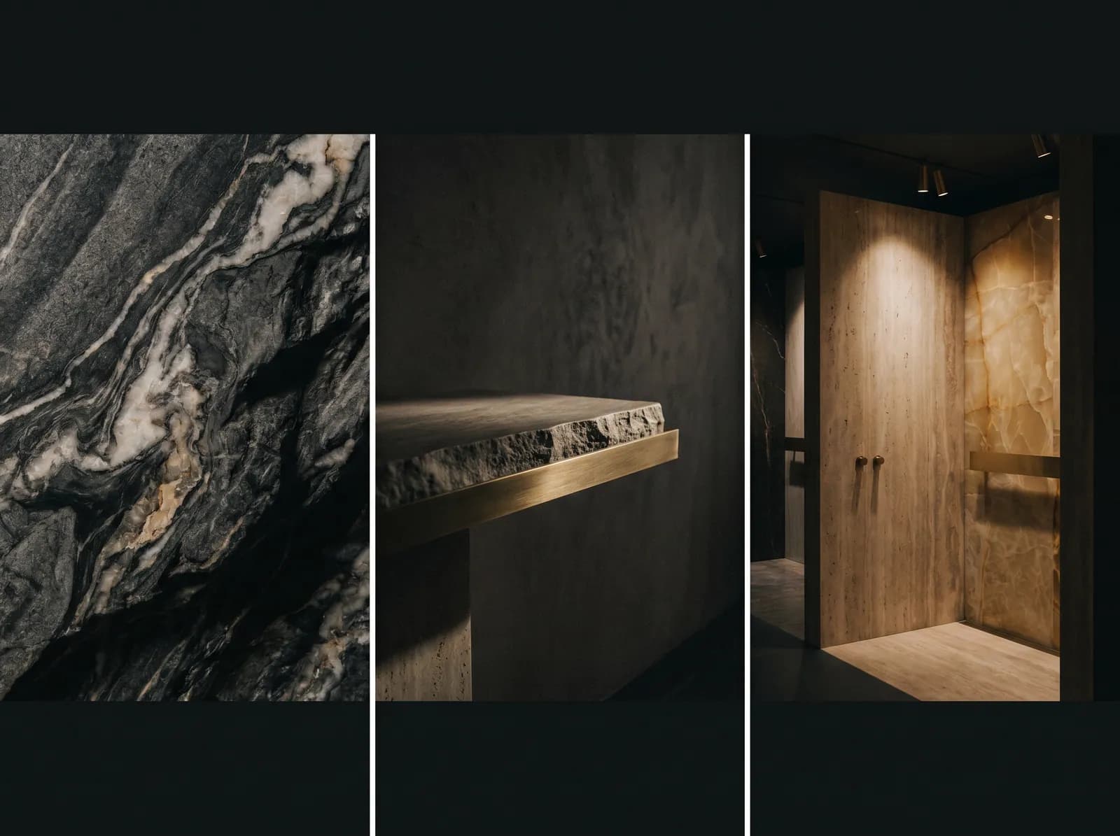Stone slab edge under raked light